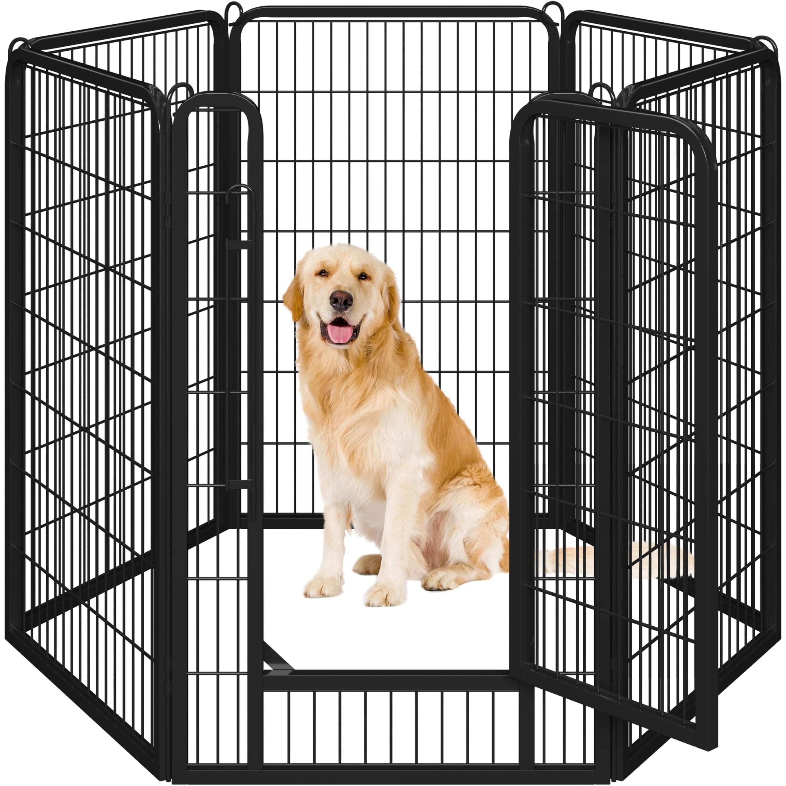 Yaheetech Welpenlaufstall 6-teilig 120cm hoch, Welpenauslauf mit automatischer Verriegelung, faltbar und platzsparend, ideal für drinnen und draußen, Einfache Montage