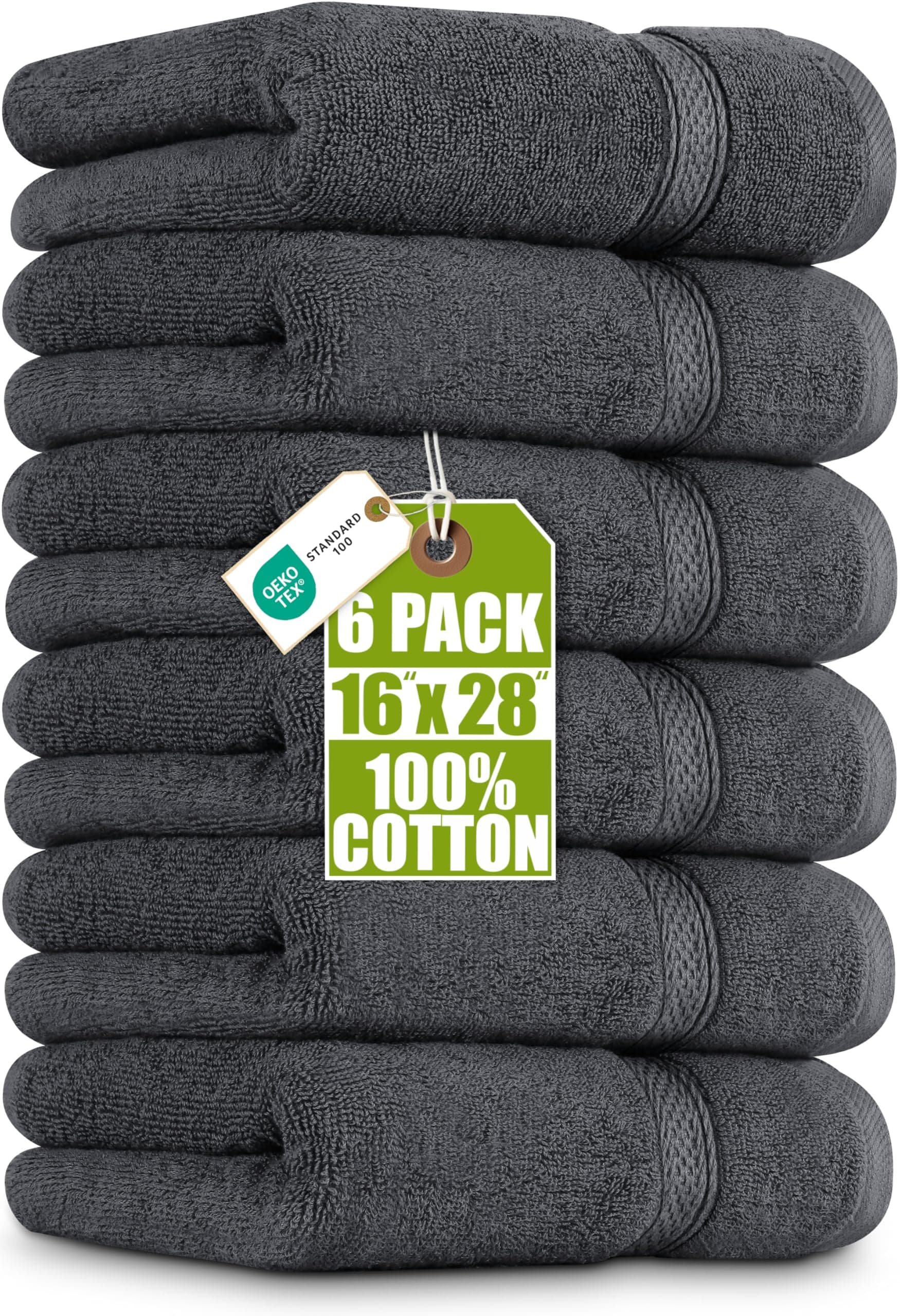 Utopia Towels - Lot de 6 Essuie Mains de Qualité Supérieure, (41 x 71 CM) 100% Coton filé, Ultra Doux et très Absorbant pour la Salle de Bain, Le Gymnase, la Douche, l'hôtel et Le Spa (Gris)