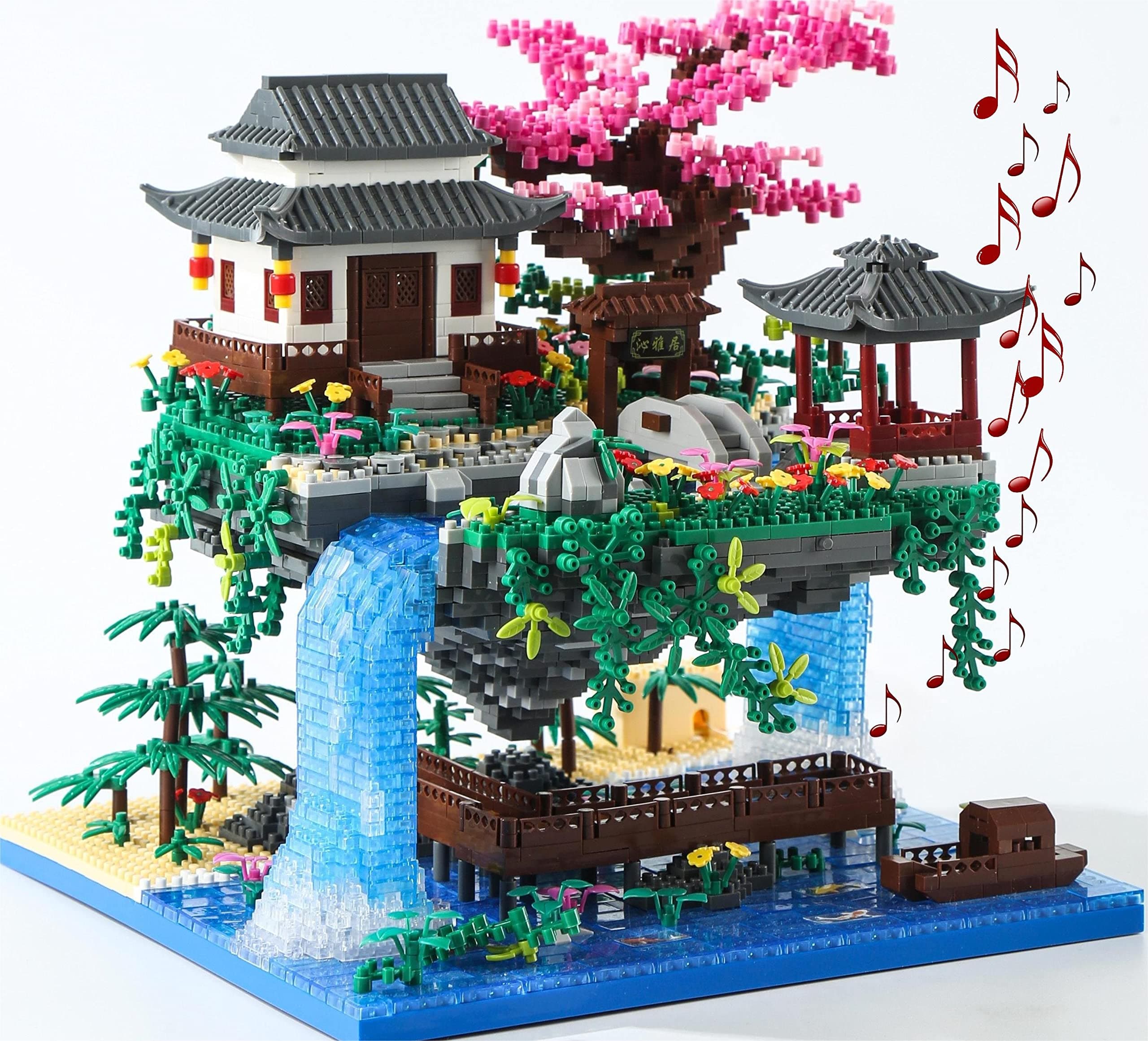 Yushinv Coffret de Construction pour Cerisier en Fleurs, Musique Originale (Type : symphonie), Coffret de Construction léger pour Maison Japonaise Sakura bonsaï 3320 pcs.