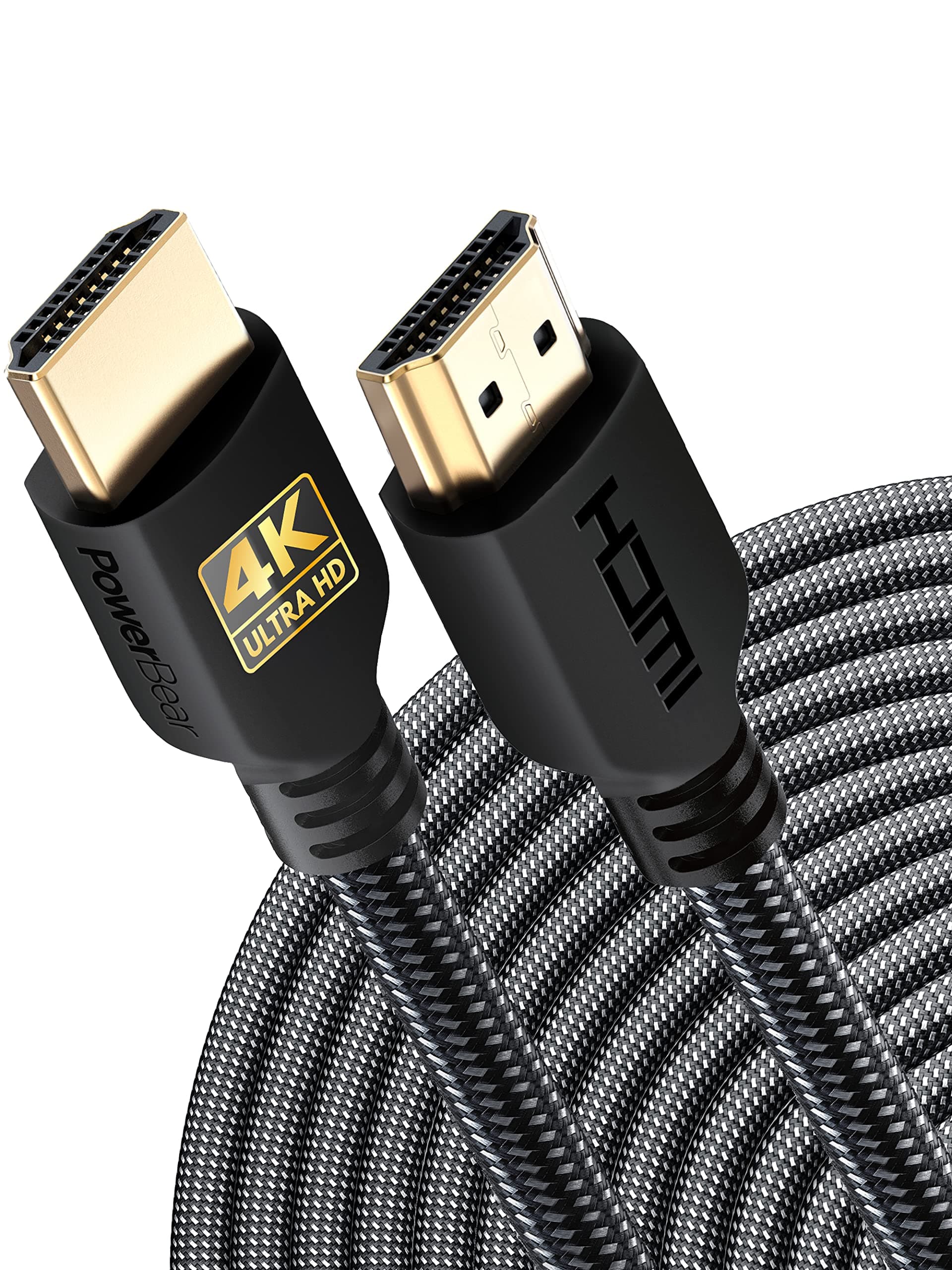 PowerBear Cavo HDMI 4K 7,6 m | Alta velocità, nylon intrecciato e connettori dorati, 4K a 60 Hz, Ultra HD, 2K, 1080P, ARC e CL3 | per laptop, monitor, PS5, PS4, Xbox One, Fire TV e altro ancora