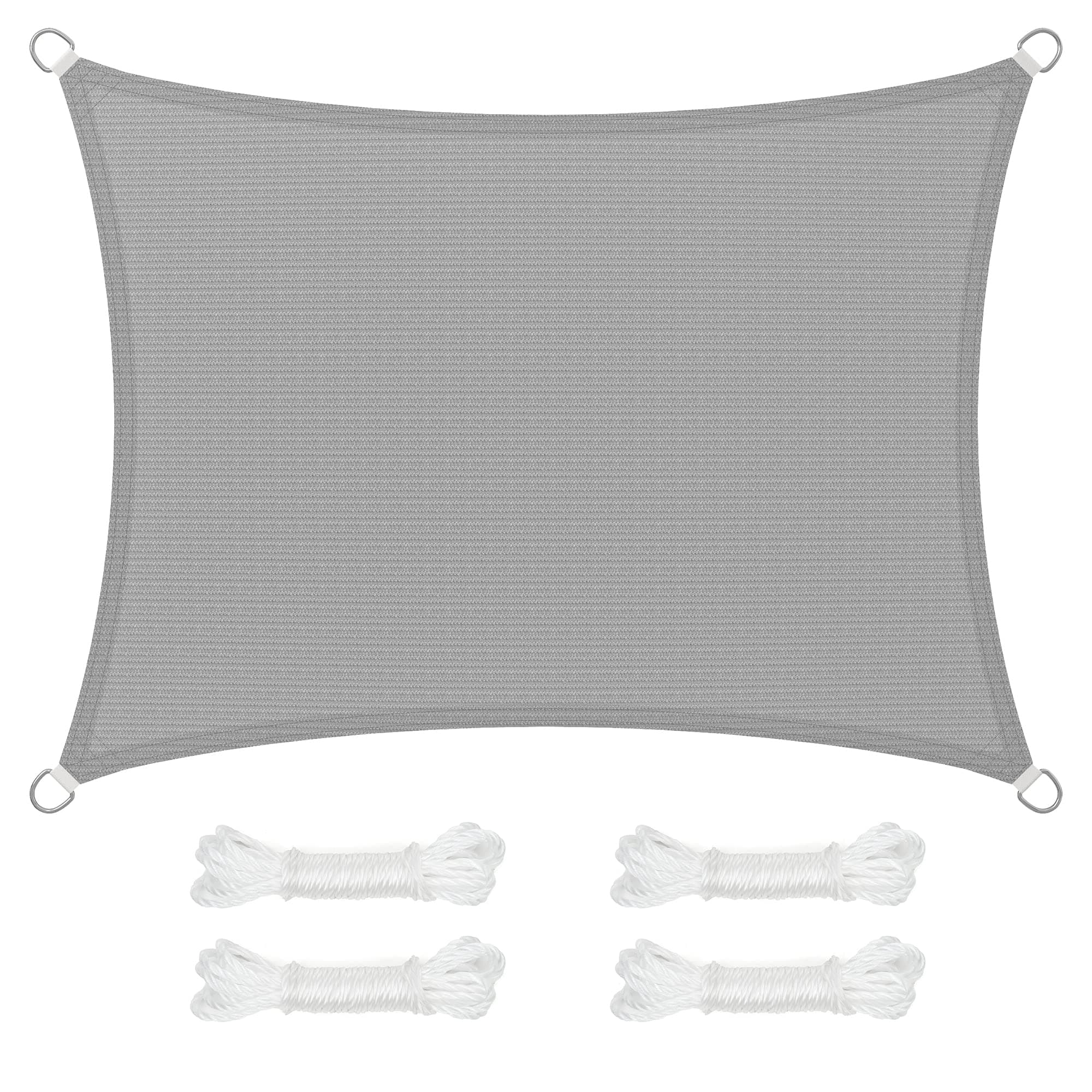 SONGMICS Sonnensegel 3 x 4 m, Sonnenschutz aus HDPE-Gewebe, luftdurchlässig, wasserdurchlässig, für Terrasse, Garten, Balkon, Camping, rechteckig, konkav, 2 m Seile, hellgrau GSS34QY