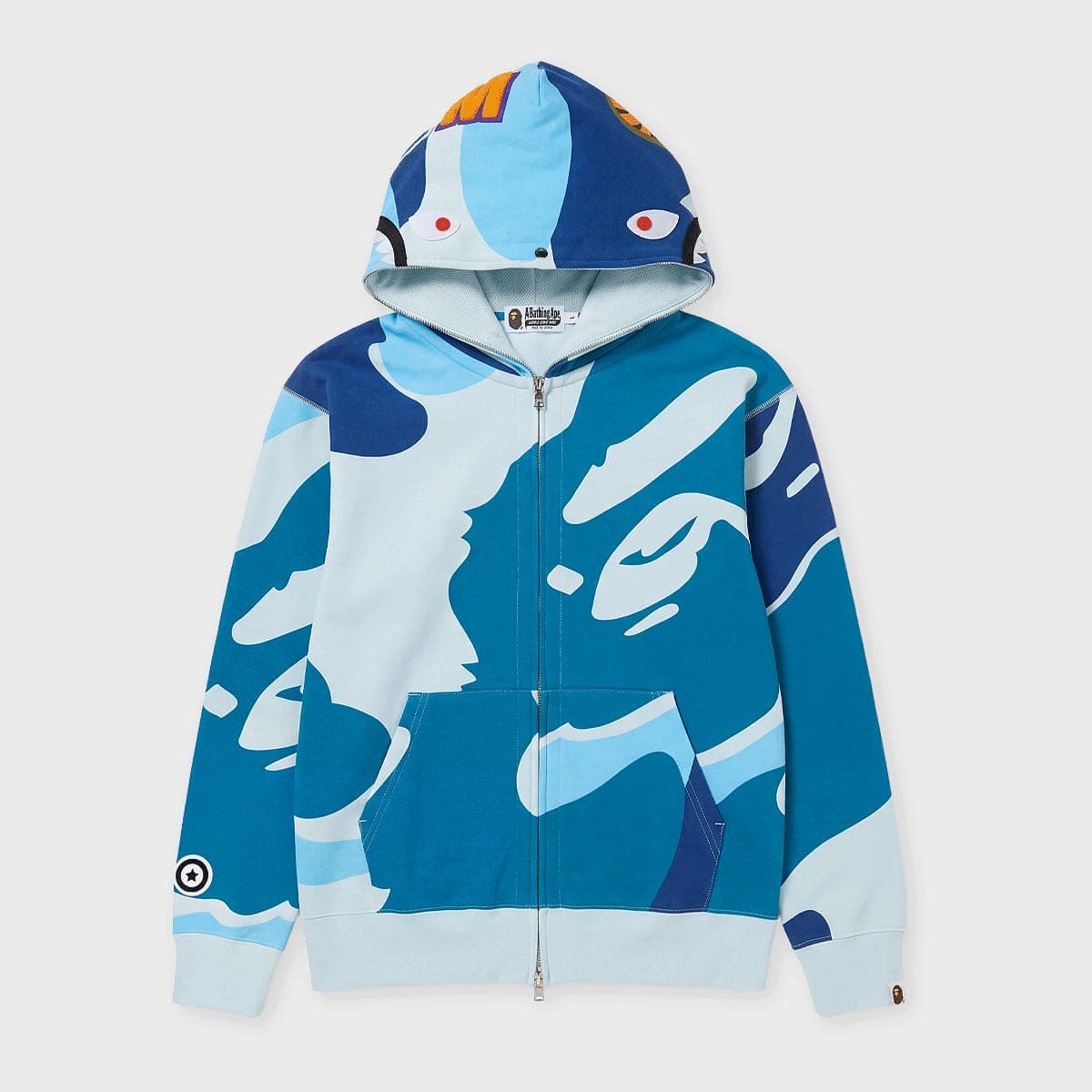 Mega ABC Camo Double Shark Relaxed Fit Full Zip Hoodie blue