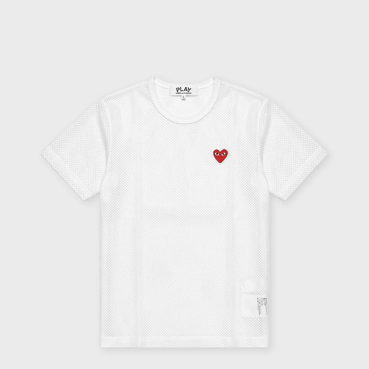 T-Shirt Red Emblem Mesh Red Heart white