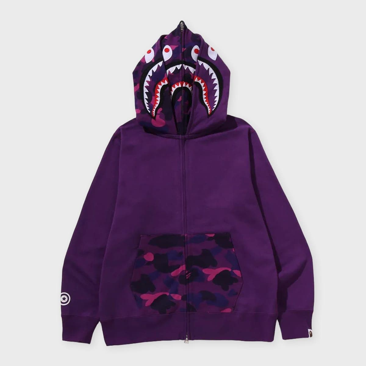 Color Camo Shark Full Zip Double Hoodie