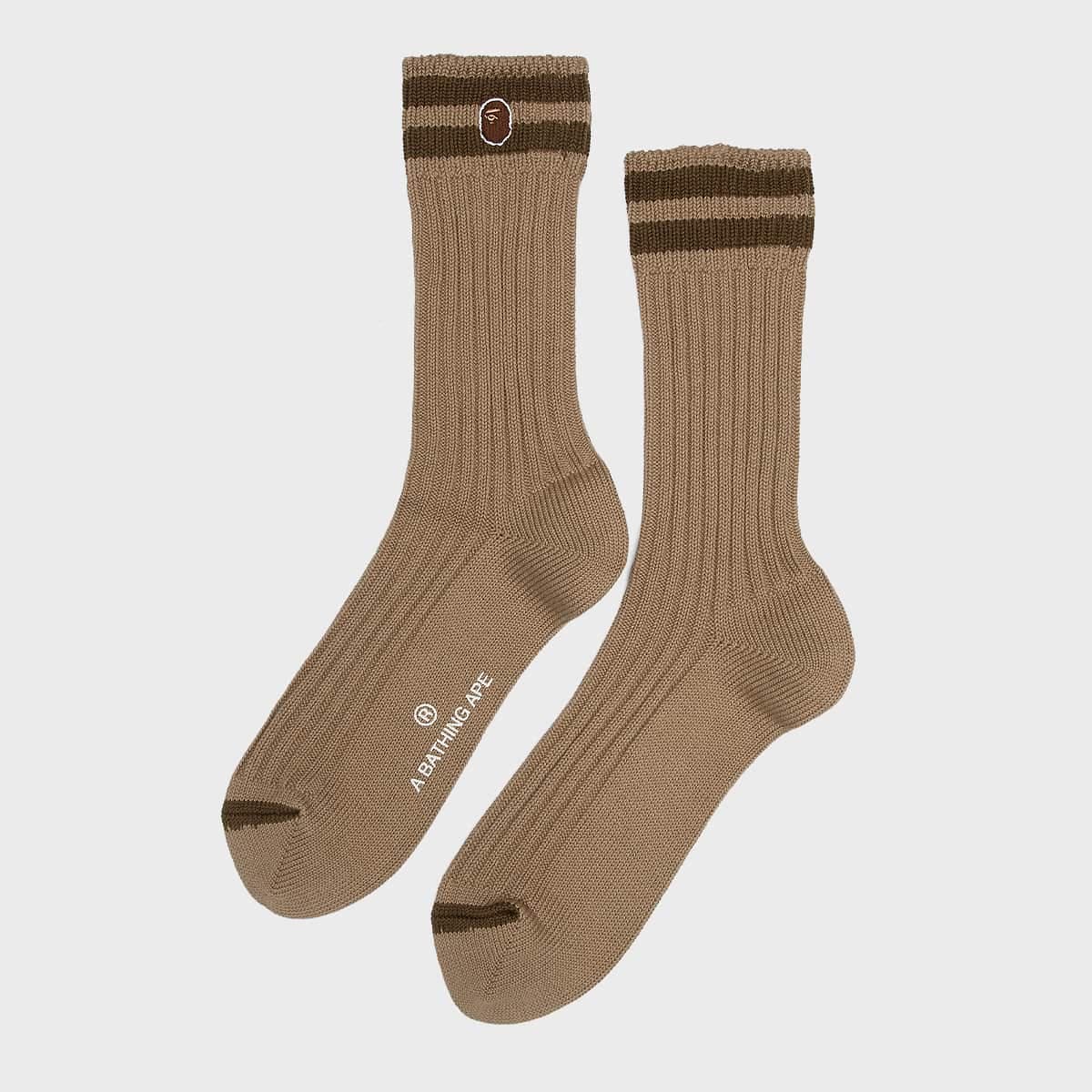 Chunky Ribbed Crew Socks beige