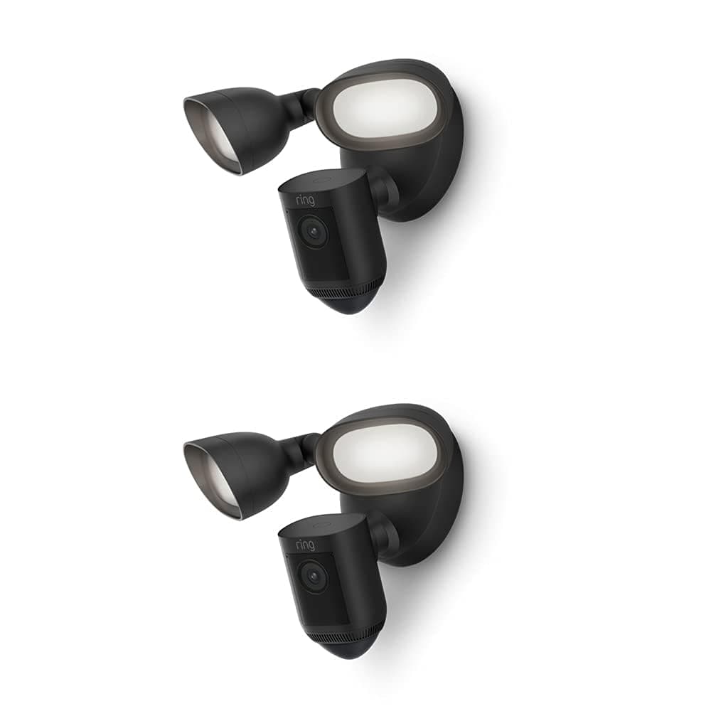 Ring Flutlichtkamera Pro Kabel (Floodlight Cam Wired Pro) | Außenkamera mit 2K-Video mit Ring Vision, 3D-Bewegungserfassung, Sirene| 30-tägige kostenlose Testphase für Ring Home |2 Kameras
