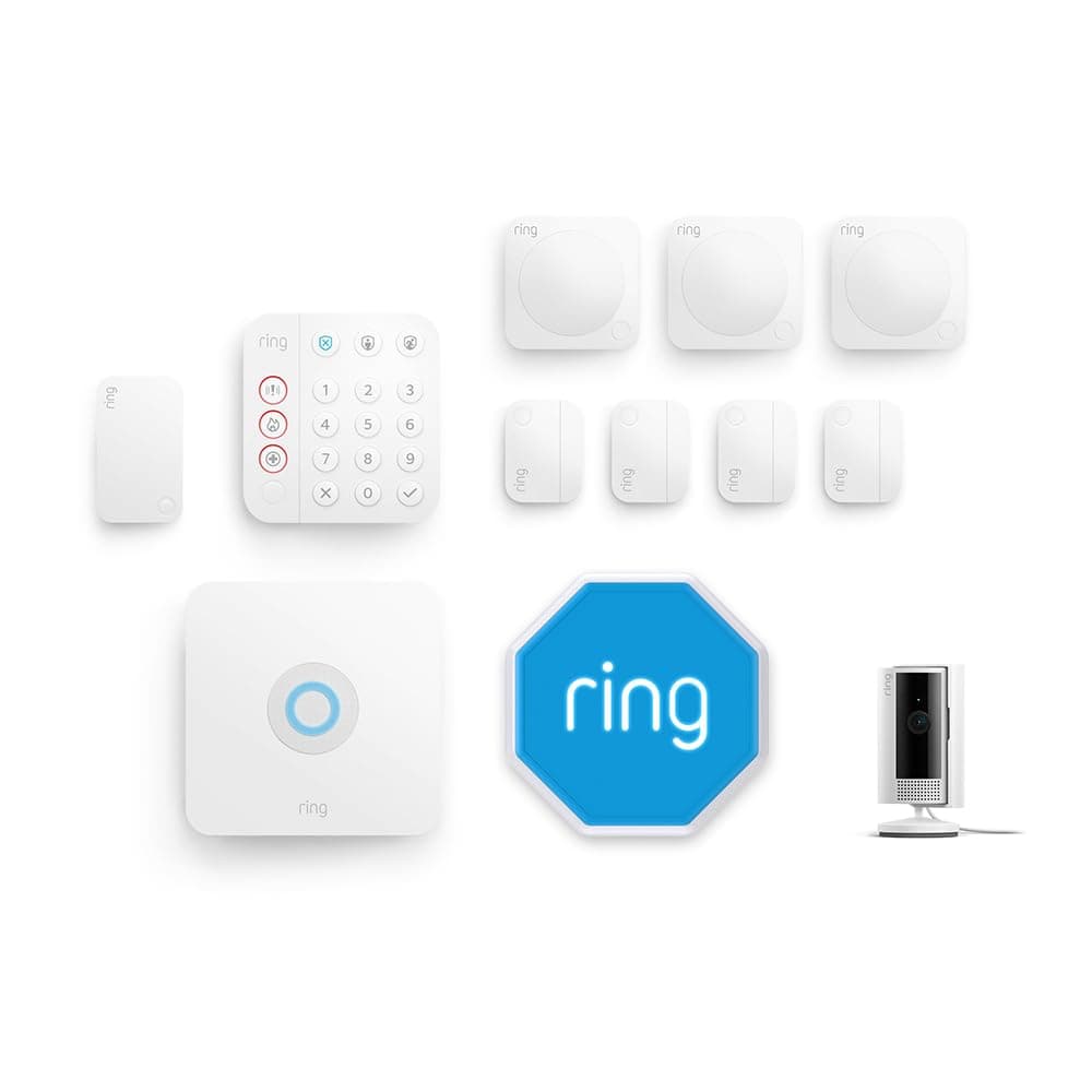 Kit Ring Alarm L + caméra intérieure + sirène extérieure | Alarme maison sans fil connectée, système de sécurité | Abonnement Ring Home à souscrire séparément