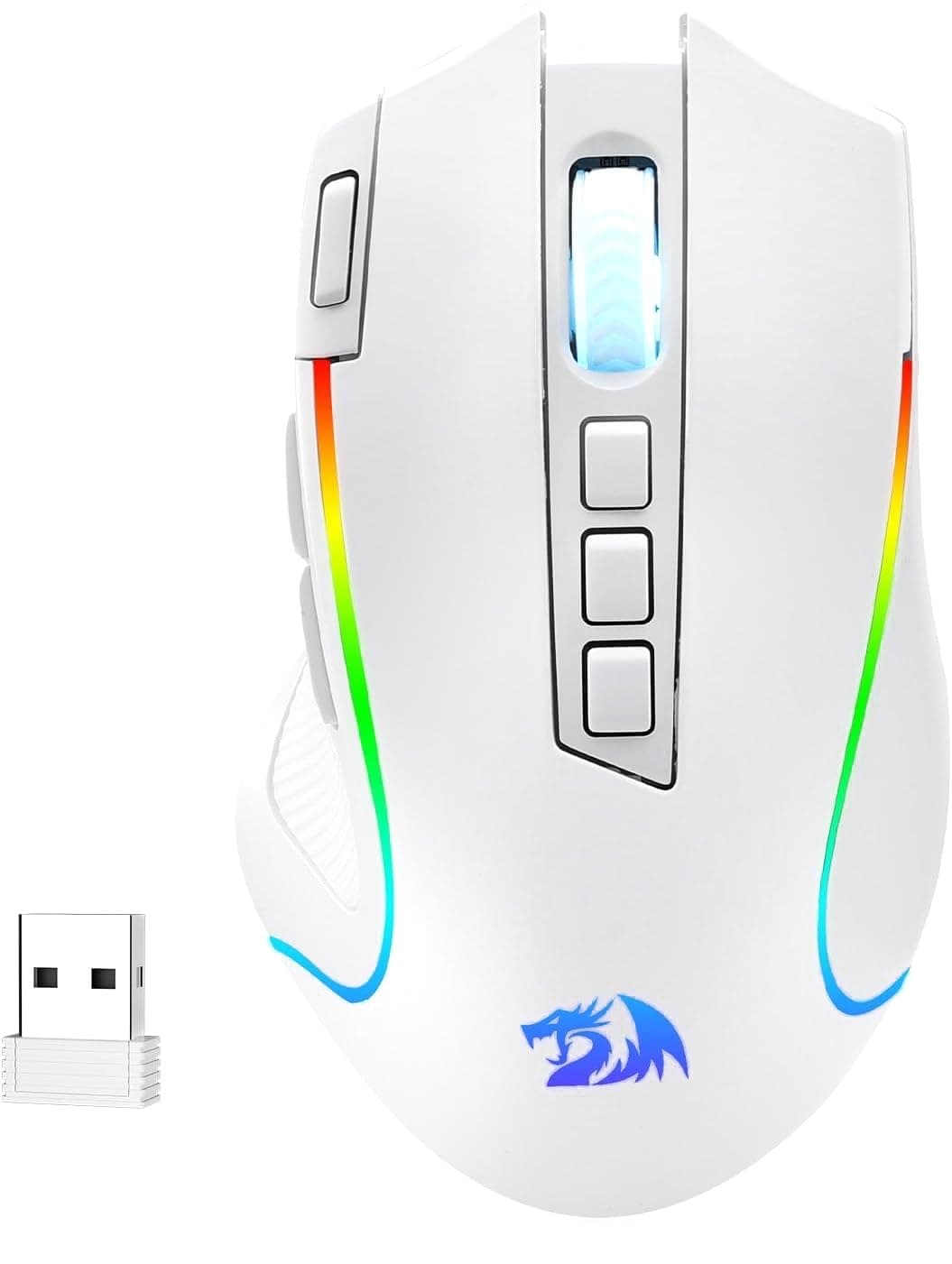 Redragon M612 PRO RGB Gaming Maus 8000 DPI Kabelgebundene/Kabellose Maus mit 9 Programmierbaren Tasten & 6 Hintergrundbeleuchtungsmodi BT & 2.4G Drahtlose Softwareunterstützung, Weiß
