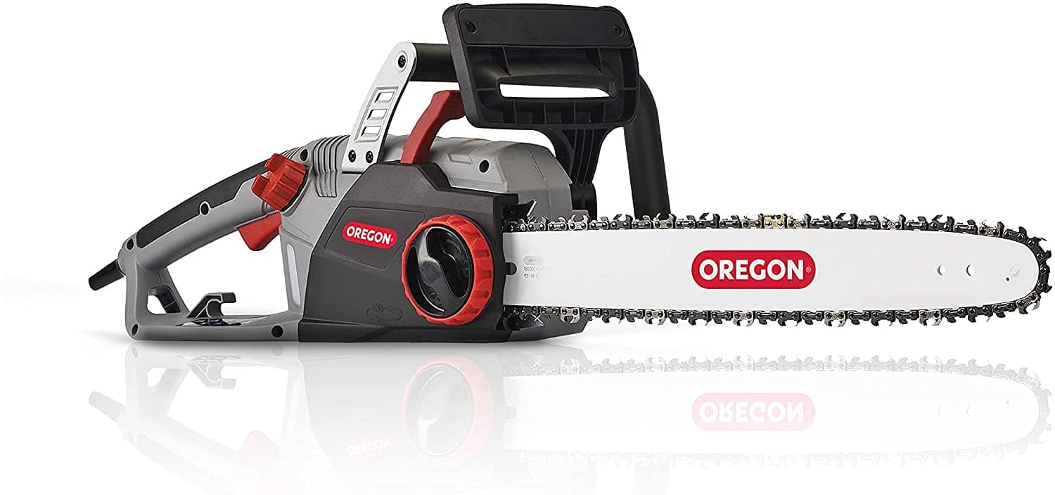 Oregon 2400W kabelgebundene Elektro-Kettensäge mit 18 Zoll (45 cm) Führungsschiene, rückschlagarme Motorsäge, integriertes Selbstschärfungssystem (PowerSharp) 3 Jahre Garantie (CS1500)