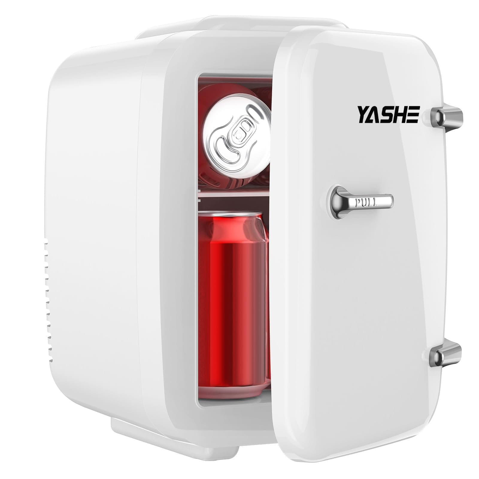YASHE Mini frigo da camera, 4L frigorifero piccolo per la cura della pelle, 220V CA/12V CC, termoelettrico e scaldino per bevande, ufficio, dormitorio, auto, bianco