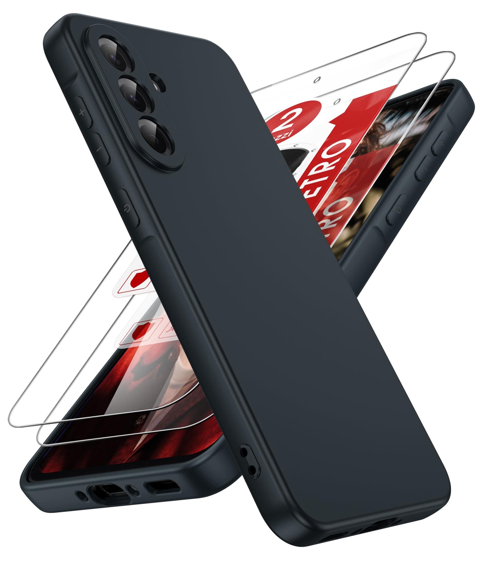 LeYi Cover per Samsung A56 5G con 2 Pezzi Vetro Temperato, Custodia Morbida Silicone Liquida TPU Protettivo Ultra Slim Antiurto, Case con Protezione Fotocamera per Samsung Galaxy A 56, Viola