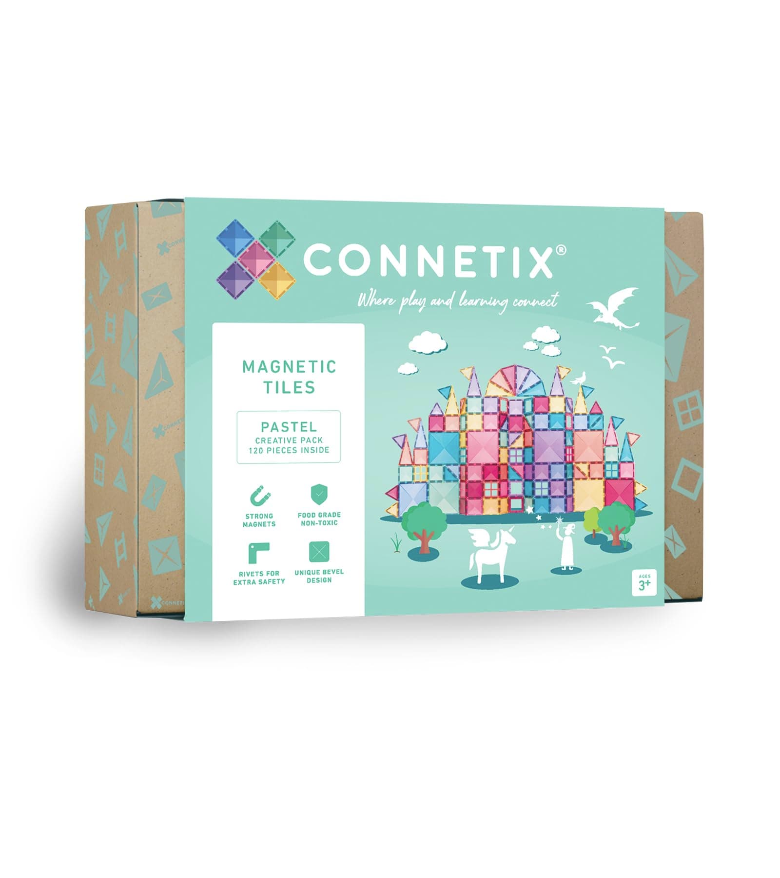 CONNETIX Azulejos Magnéticos Pastel Paquete Creativo, 120 Piezas