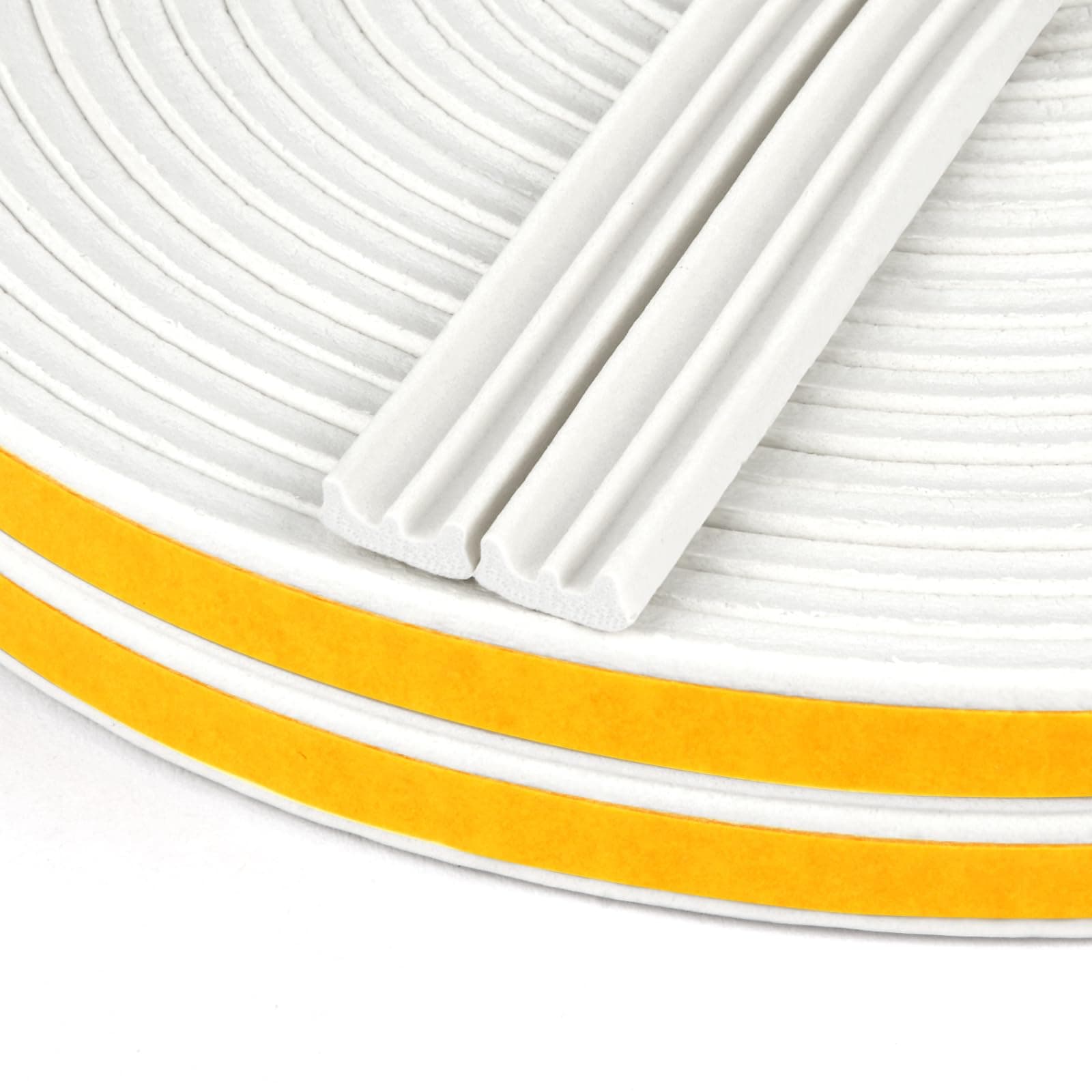 flintronic Nastro Autoadesivo in Schiuma, 2Rotoli 9x4mm 5m Guarnizione in Gomma per Porte e Finestre, Guarnizione per Porta Insonorizzata Antipioggia, Striscia di Tenuta per Aria Condizionata-Bianco