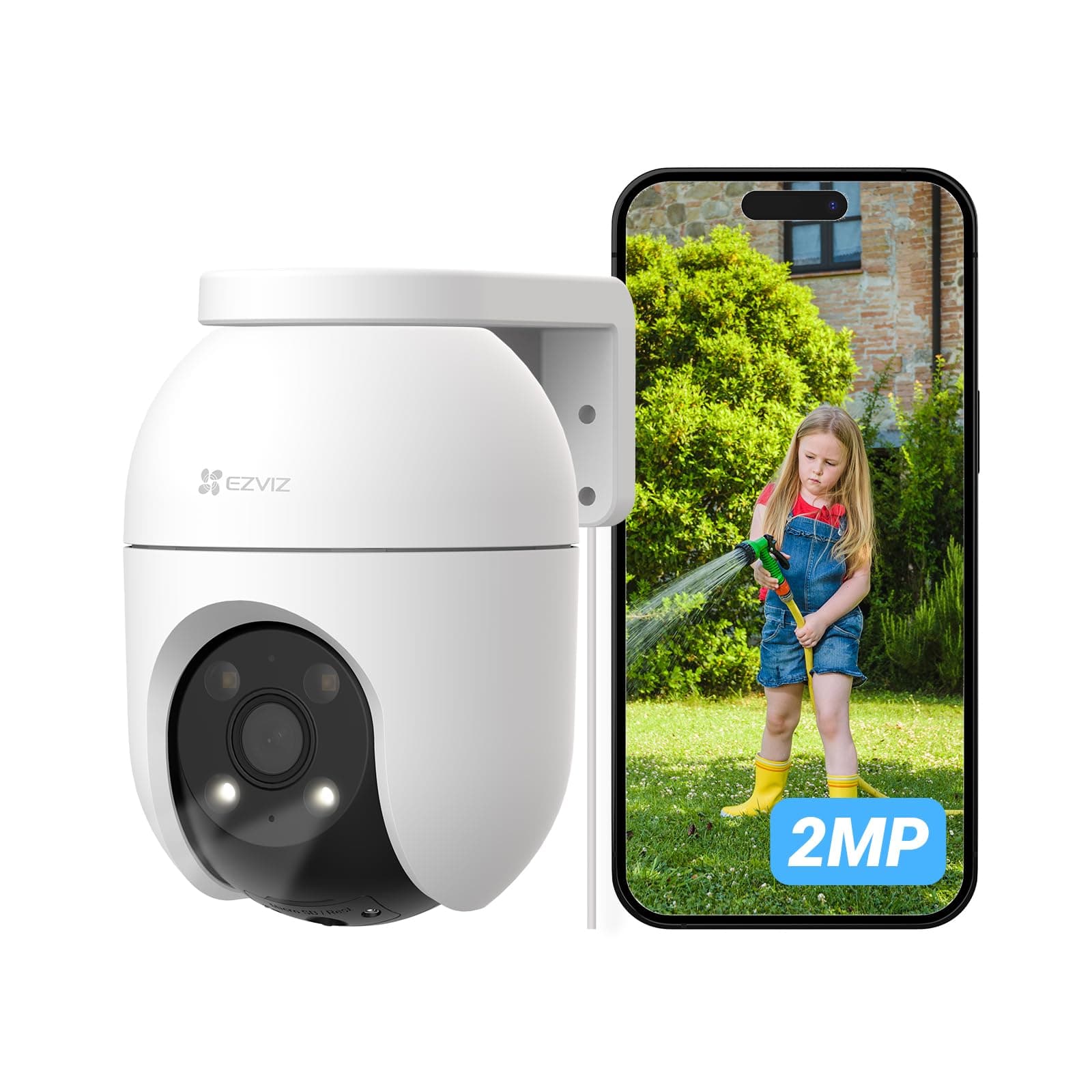 EZVIZ C8c 2MP Camera Surveillance WiFi Extérieure à 360° avec Suivi Auto-Zoom, Détection de Forme Humaine, Vision Nocturne en Couleur, Audio Bidirectionnel, IP65 Etanche, Défense Active