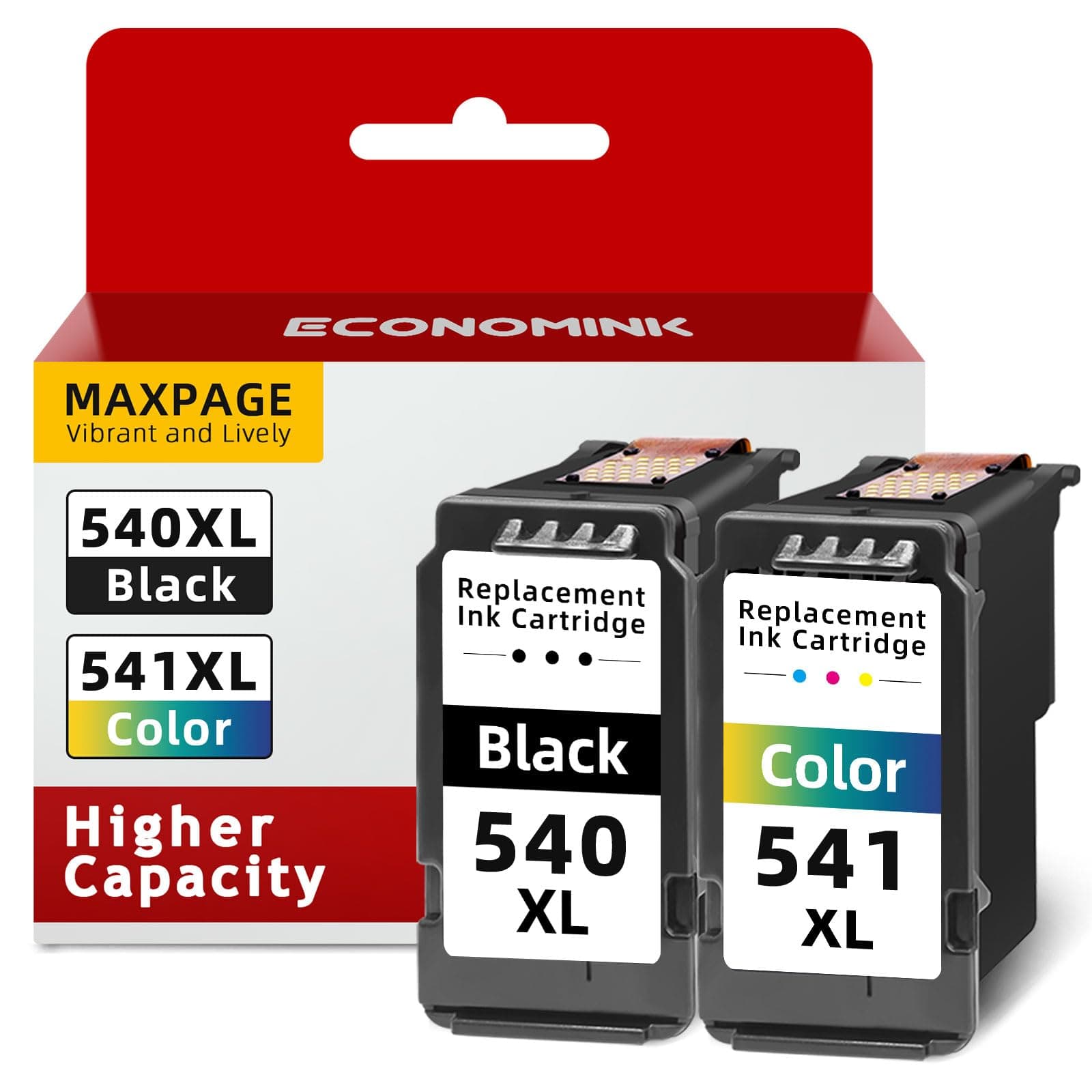 Economink 540 541 XL Multipack, 540XL 541XL Cartuchos Compatible con Tinta Canon 540 541 XL, para Pixma TS5150 MG3650s MX475 TS5151 MG3650 MG4250 MG3600 MX535 MG3550 MX395 (1 Negro, 1 Color Pack de 2)