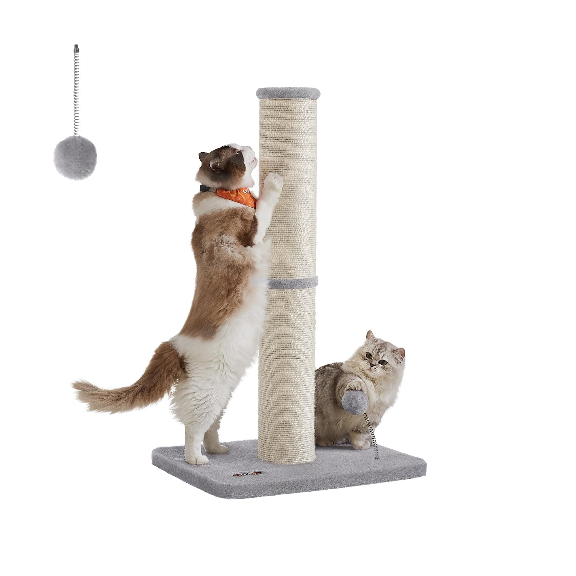 Feandrea Kratzbaum, 85 cm hoch, Kratzsäule XL, 13 cm Dicker Stamm, Katzenbaum, Kratzstamm für mittelgroße und große Katzen, Sisalstamm, mit Plüschball und Glocke, Taubengrau PCA041G01