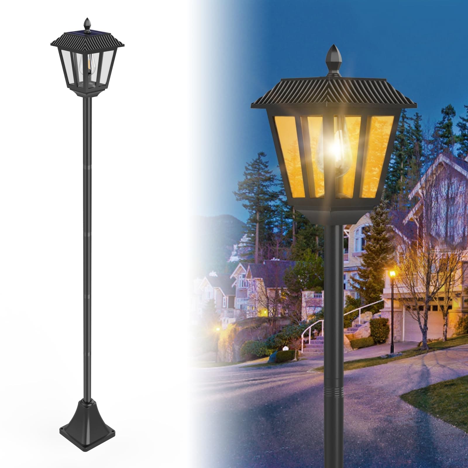 Artrastar LED Faroles Solares para Exterior con Estaca, Lámparas Solares de Jardín, Resistentes al Clima, Farolas de Exterior 180 cm Luz Blanca Cálida (1 Piezas)