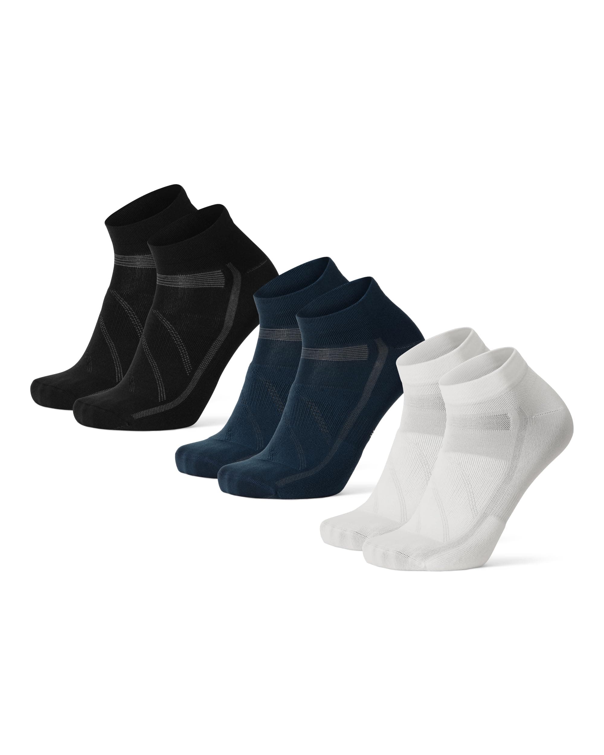 DANISH ENDURANCE Kurze Fahrradsocken, Gepolsterte Low-Cut Rennrad Socken, Leichte Sommer Radsocken, Atmungsaktiv & Anti-Reibung, Herren & Damen, 3 Paar