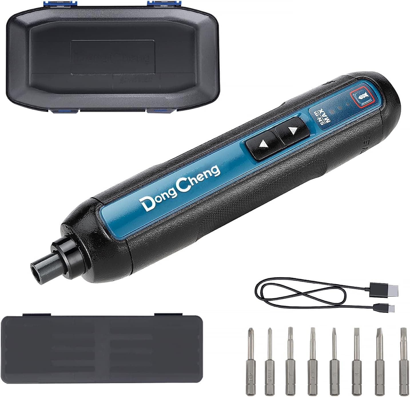 Dongcheng Mini visseuse sans fil, 4V visseuse sans fil petite, 2000mAh Li-Ion tournevis électrique, 5Nm, 8-pièces d'embouts en acier S2, idéal pour les petits projets de bricolage et de réparation.