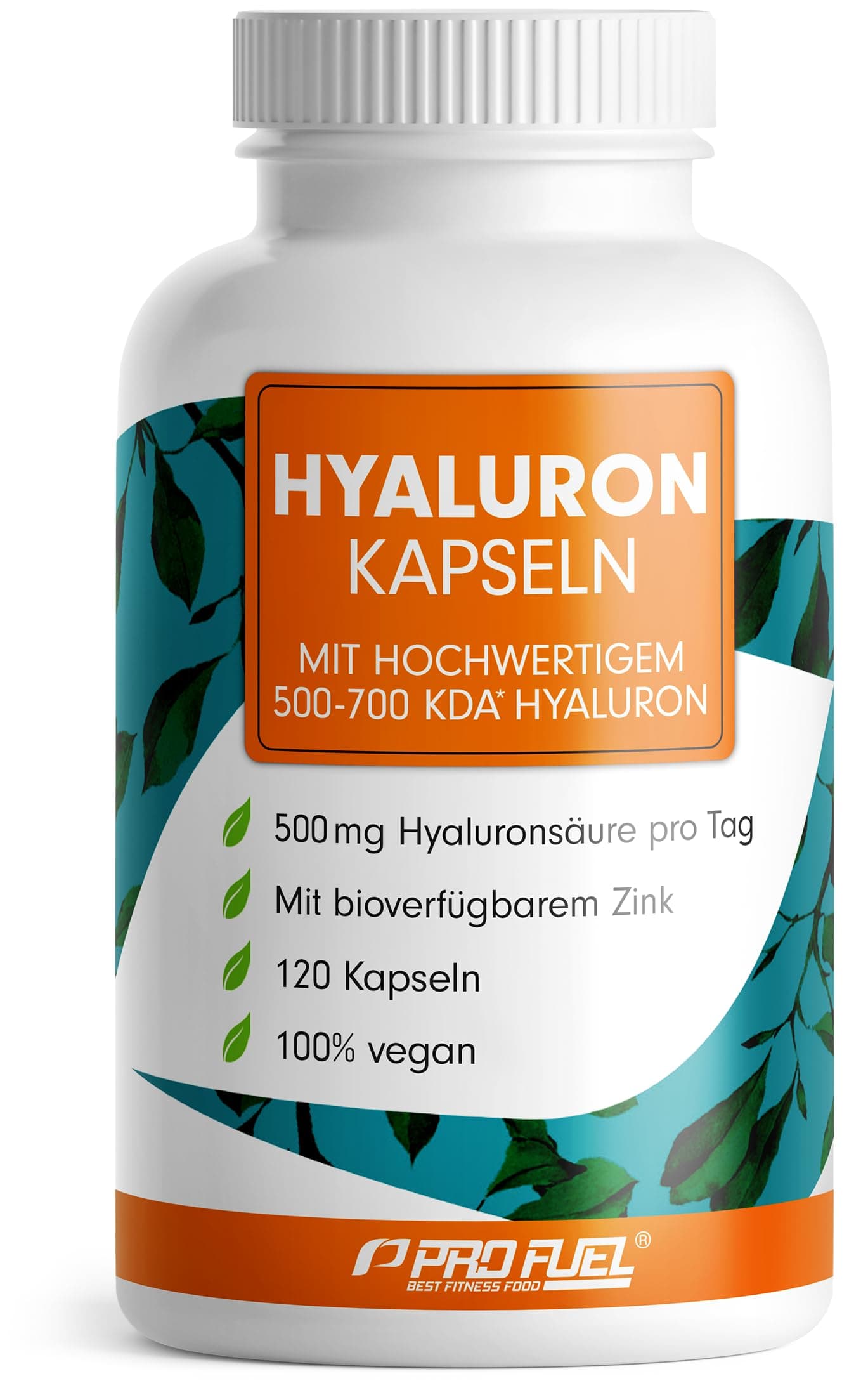 Hyaluron Kapseln 120x - optimal hochdosiert mit 500 mg Hyaluron pro Tag - hochwertige 500-700 kDa Hyaluronsäure + 2 mg bioverfügbares Zink - laborgeprüft mit Zertifikat - 100% vegan