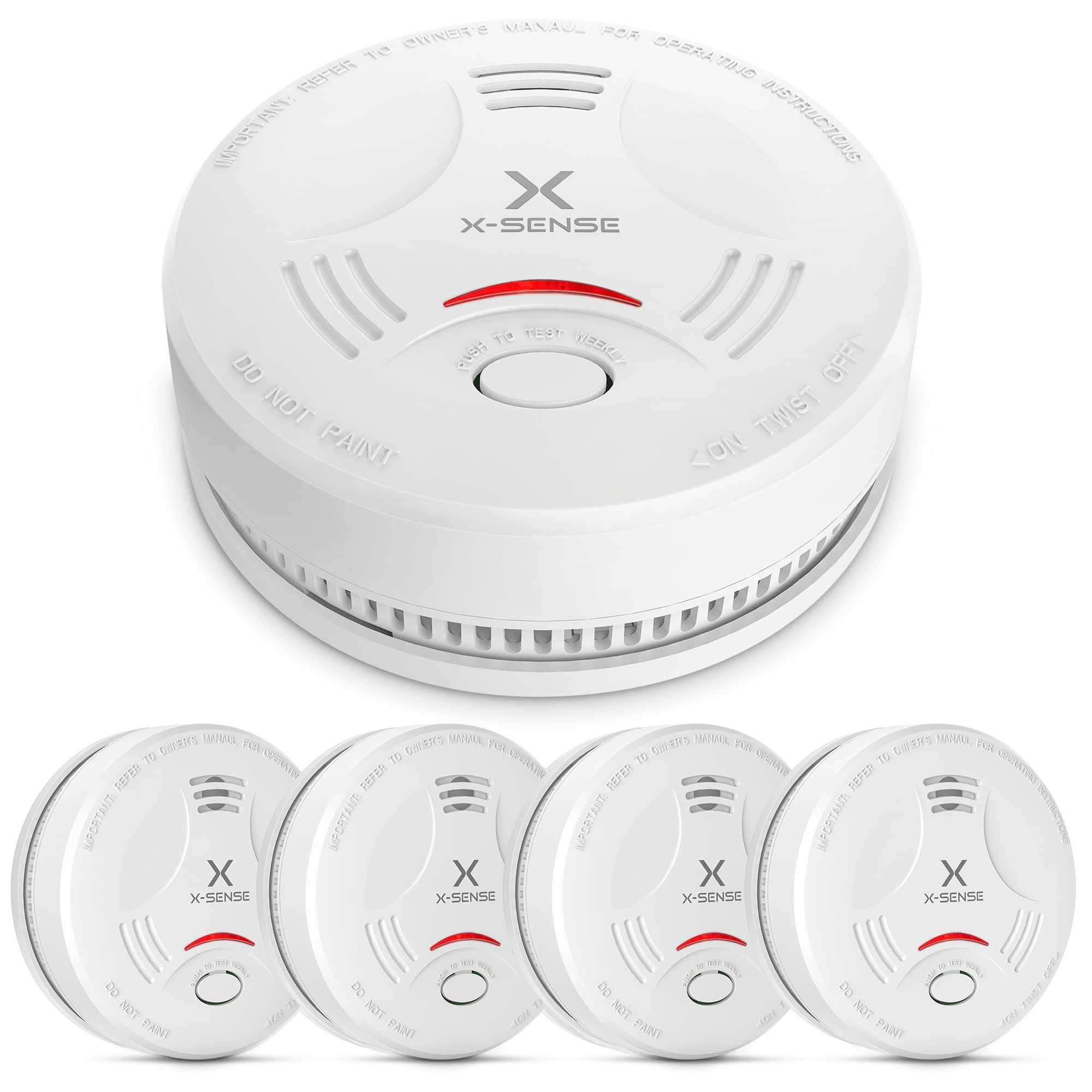 X-Sense Détecteur de Fumée avec 10 Ans de Durée de Vie de la Pile, Détecteur d'Incendie Répond à la Norme EN14604, SD11, Lot de 5