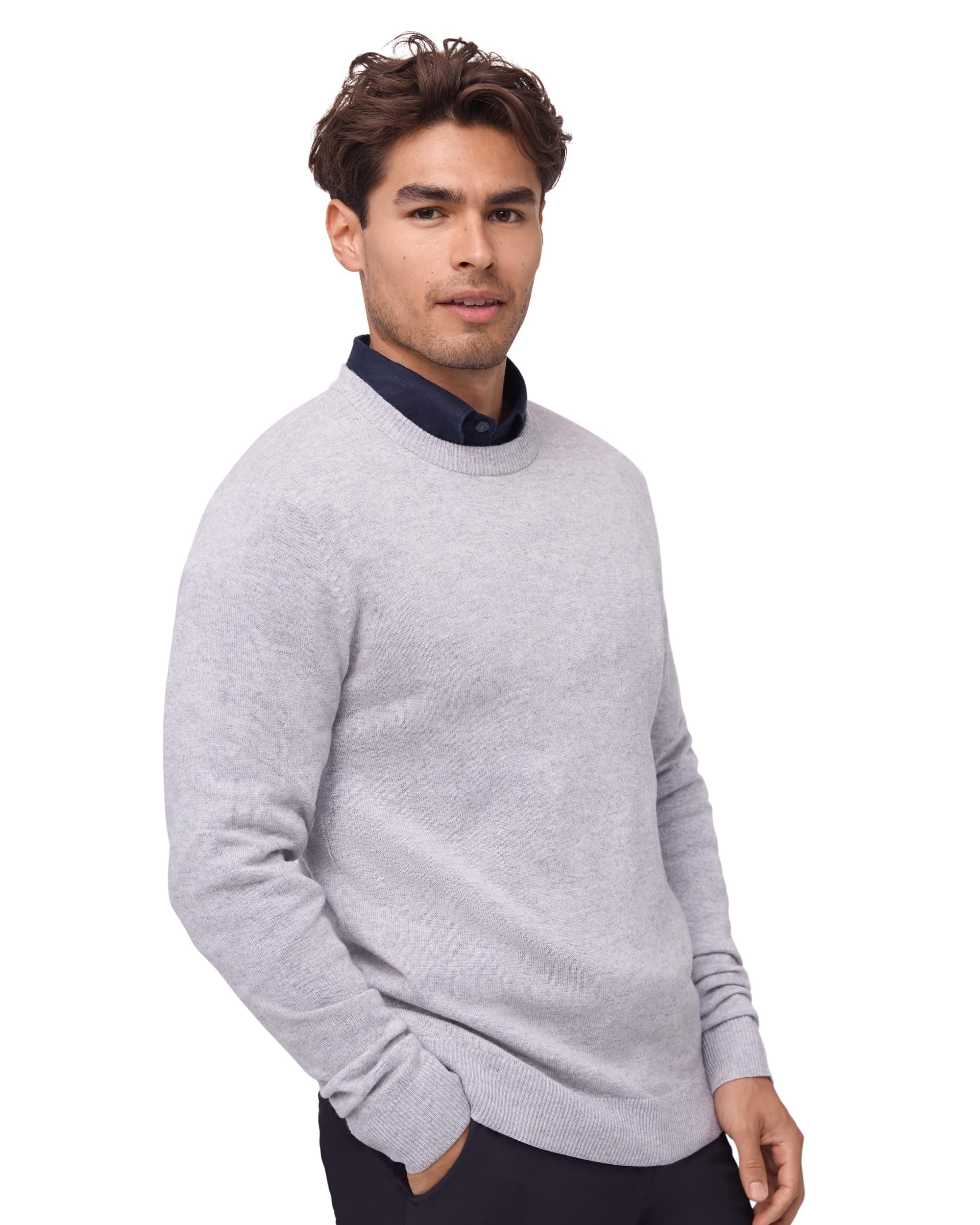 DANISH ENDURANCE Jersey de Lana Merino con Mezcla de Cachemira para Hombre, Suéteres de Punto Elegantes, Lujosamente Suaves